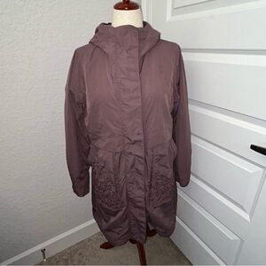 Lululemon Graced With Lace Laser Cut Floral Hooded Trench Coat Jacket